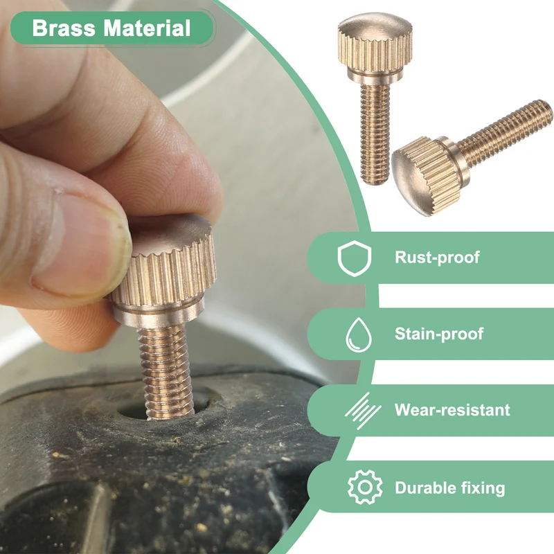 6-Pack Knurled Thumb Screws, M4x16mm Solid Brass Knobs Bolts