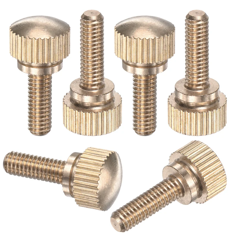 6-Pack Knurled Thumb Screws, M4x12mm Solid Brass Knobs Bolts