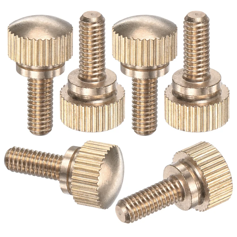 6-Pack Knurled Thumb Screws, M4x10mm Solid Brass Knobs Bolts