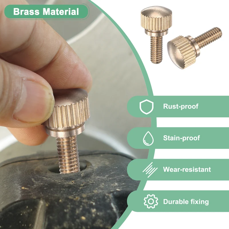 6-Pack Knurled Thumb Screws, M4x10mm Solid Brass Knobs Bolts