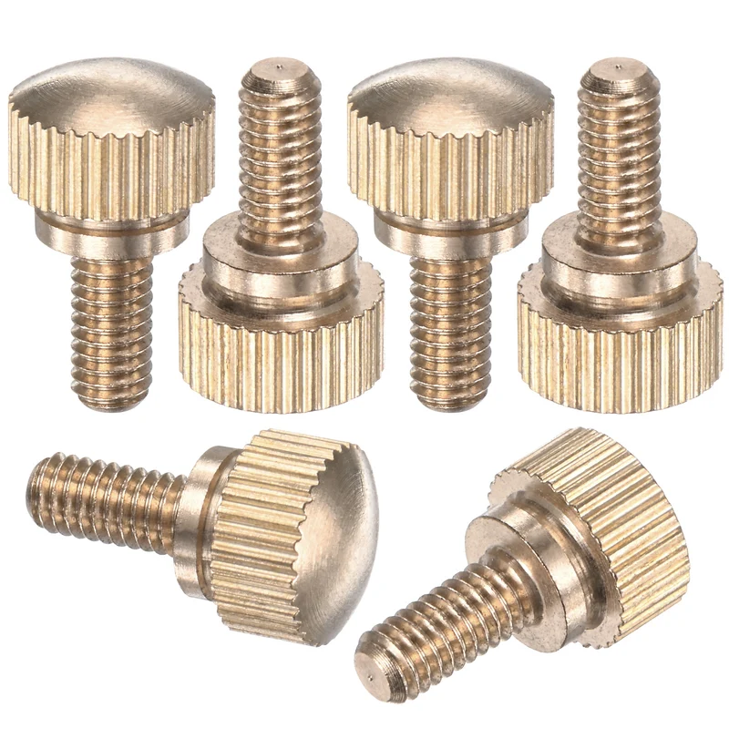 6-Pack Knurled Thumb Screws, M4x8mm Solid Brass Knobs Bolts