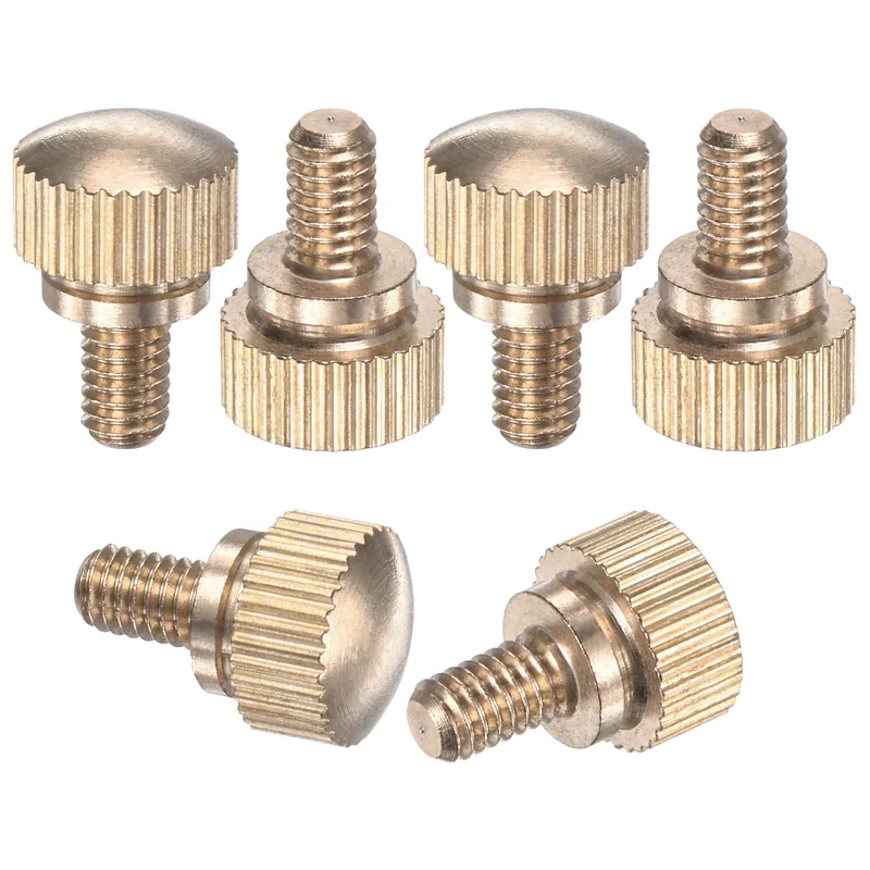 6-Pack Knurled Thumb Screws, M4x6mm Solid Brass Knobs Bolts