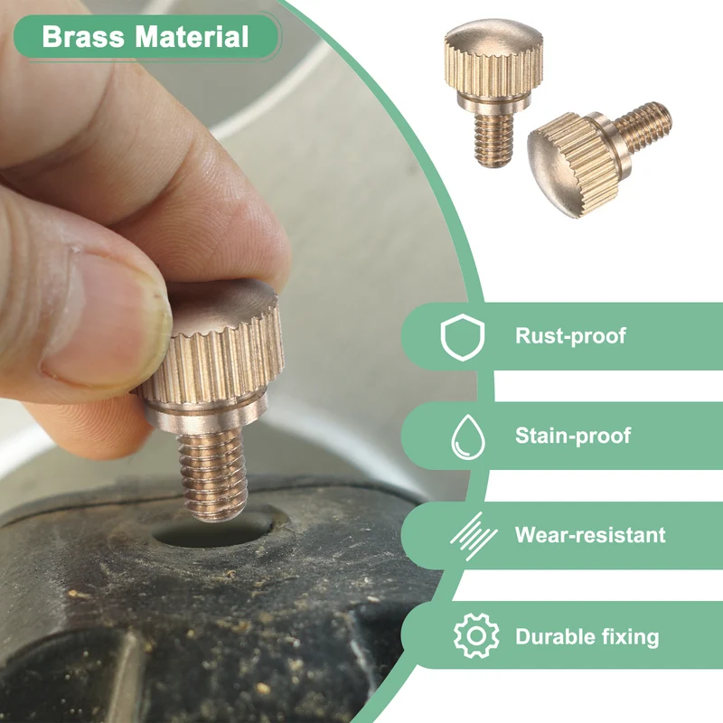 6-Pack Knurled Thumb Screws, M4x6mm Solid Brass Knobs Bolts