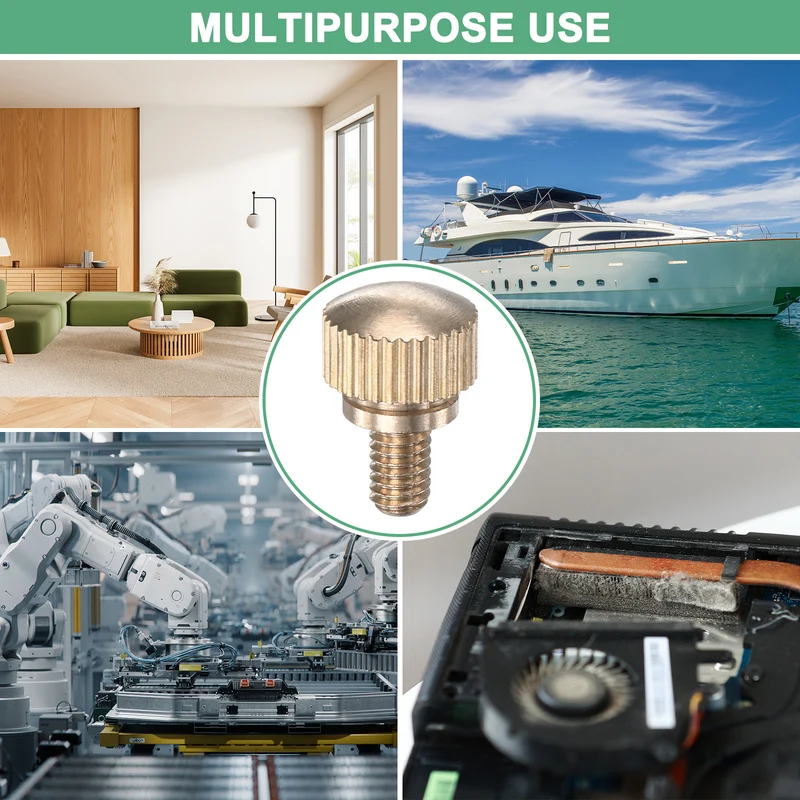 6-Pack Knurled Thumb Screws, M4x6mm Solid Brass Knobs Bolts