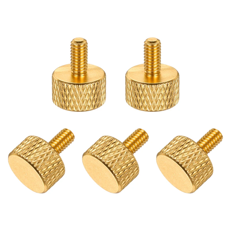 5Pcs M4x8mm Flat Head Knurled Thumb Screws for Graphics Card Gold