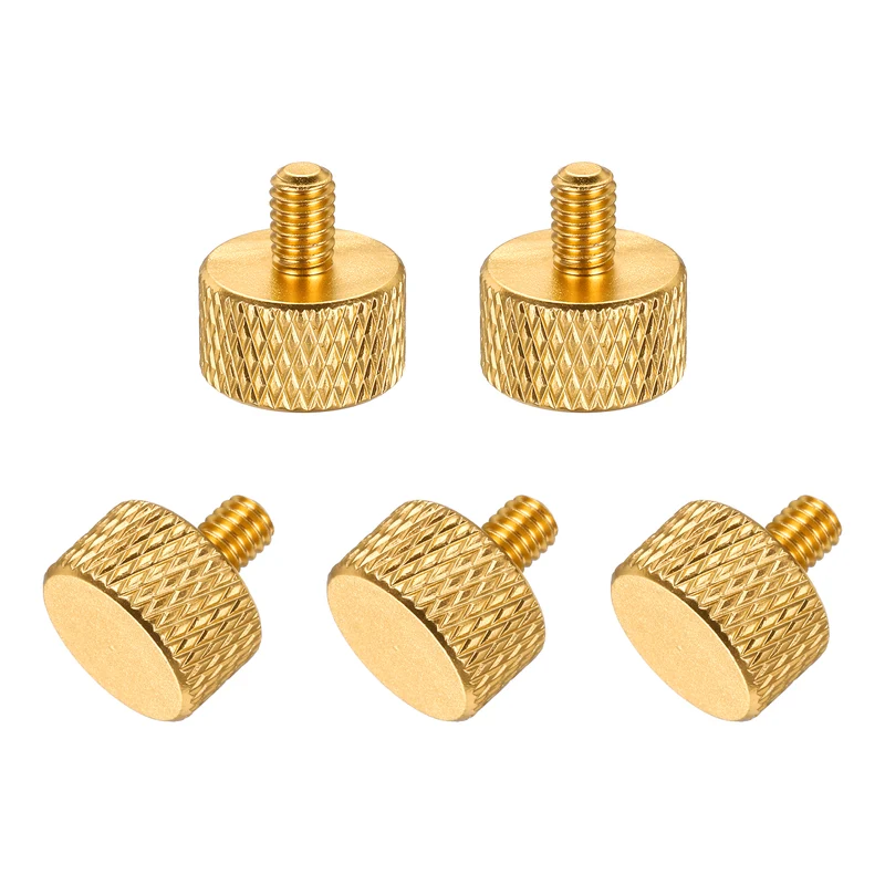 5Pcs M4x6mm Flat Head Knurled Thumb Screws for Graphics Card Gold