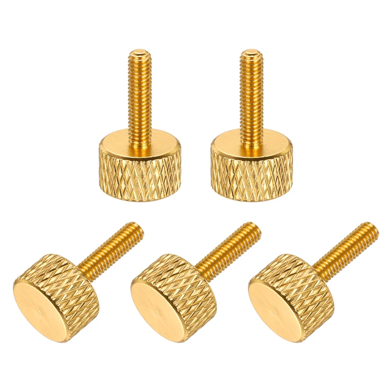 5Pcs M3x12mm Flat Head Knurled Thumb Screws for Graphics Card Gold