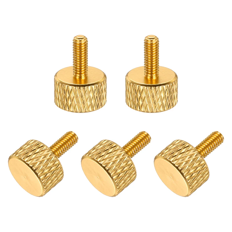 5 Pcs M3x8mm Flat Head Knurled Thumb Screws for Graphics Card, Gold