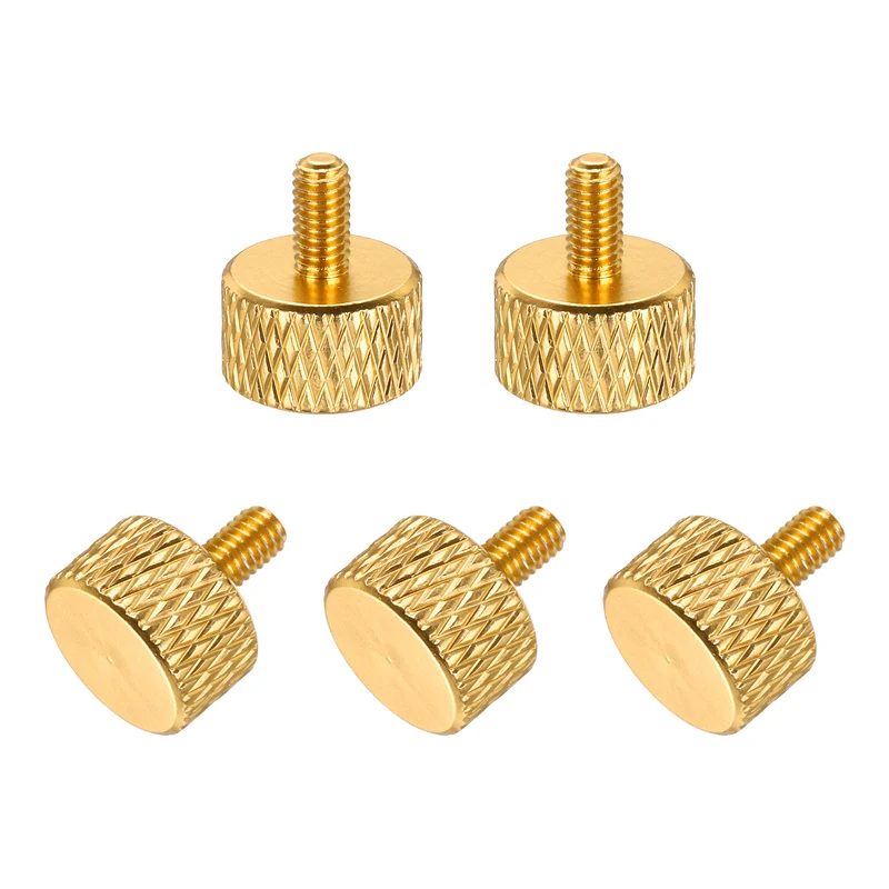 5Pcs M3x6mm Flat Head Knurled Thumb Screws for Graphics Card Gold