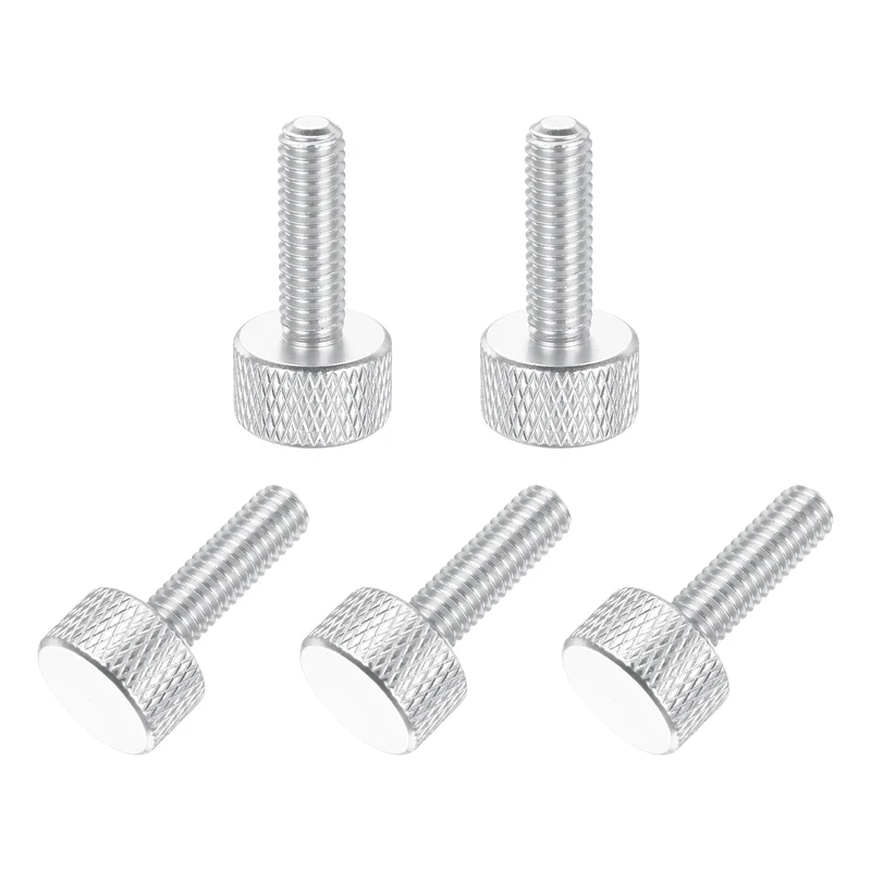 5Pcs M6x20mm Flat Head Knurled Thumb Screws for Graphics Card Silver