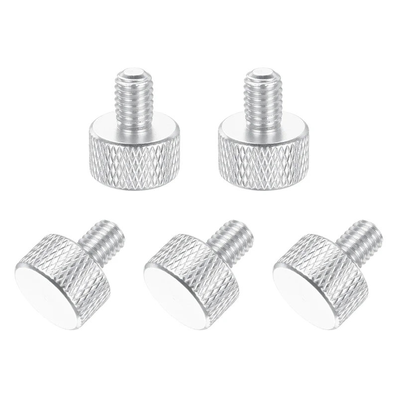 5Pcs M6x10mm Flat Head Knurled Thumb Screws for Graphics Card Silver