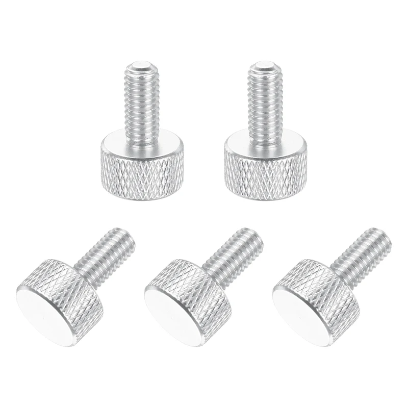 5 Pcs M6x14mm Flat Head Knurled Thumb Screws for Graphics Card, Silver