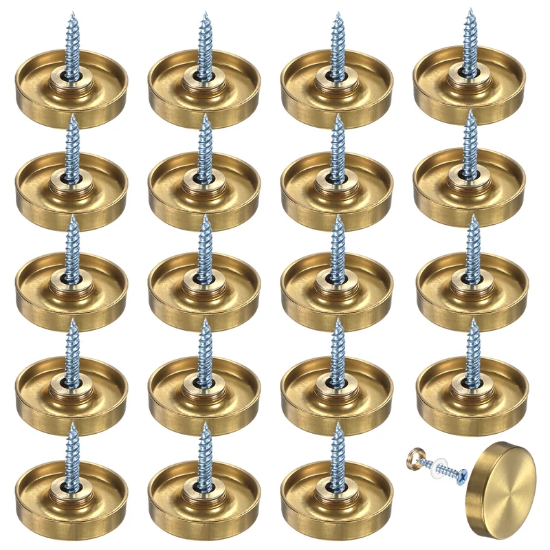 20-Pack Screw Covers Caps, 1" Dia Decorative Mirror Screws Cap [Gold Tone]