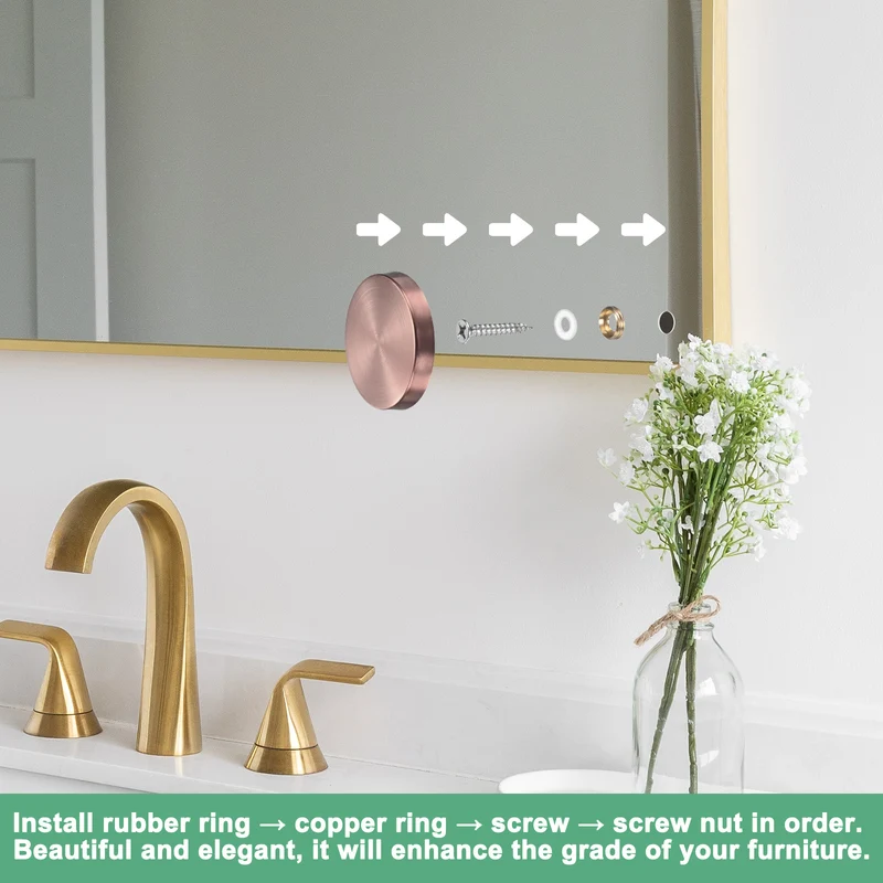 12-Pack Screw Covers Caps, 1.57" Dia Decorative Mirror Screws Cap [Rose Gold]