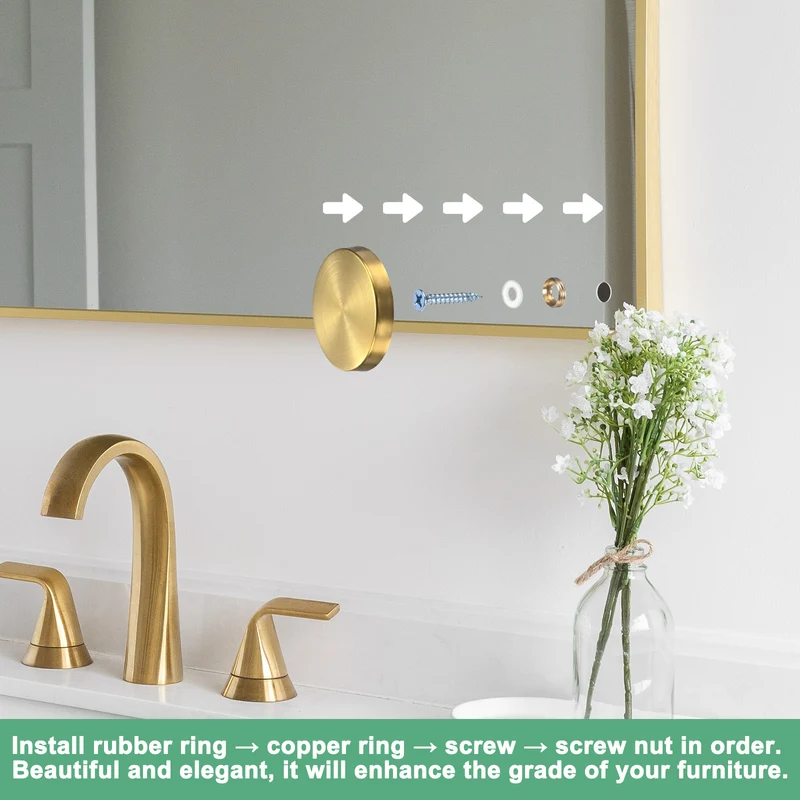 12-Pack Screw Covers Caps, 1.57" Dia Decorative Mirror Screws Cap [Gold Tone]
