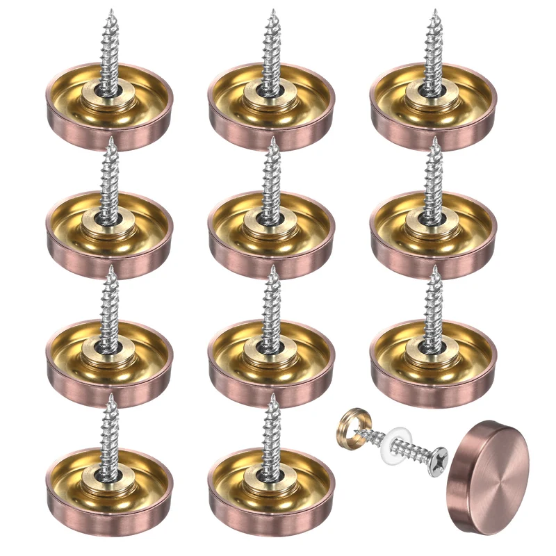 12-Pack Screw Covers Caps, 0.86" Dia Decorative Mirror Screws Cap [Rose Gold]