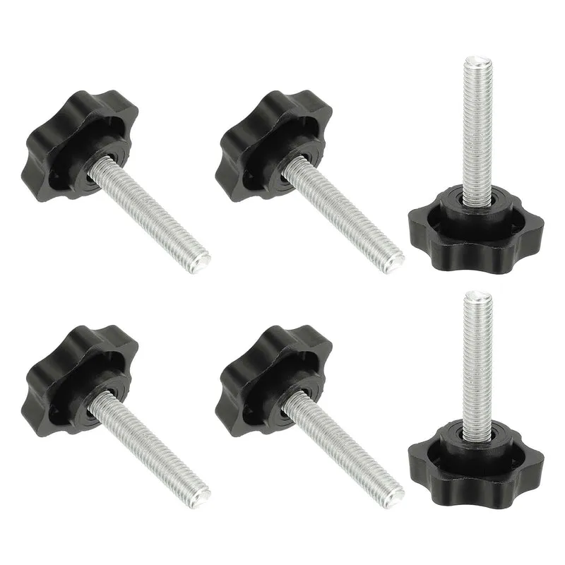 M8 x 40mm Thread Star Knobs, 6Pcs Plastic Star Hand Tightening Screw, Black