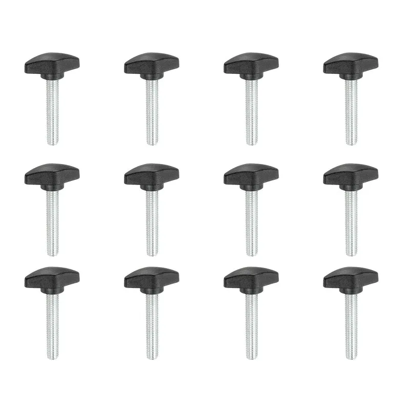 12 Pcs M8 x 45mm Tee Thumb Screws, 35mm Width Carbon Steel Tee Wing Knobs Screws