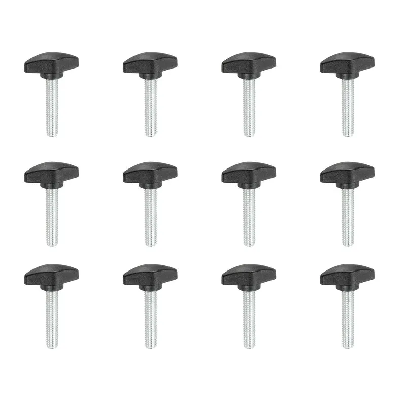 12 Pcs M8 x 40mm Tee Thumb Screws, 35mm Width Carbon Steel Tee Wing Knobs Screws