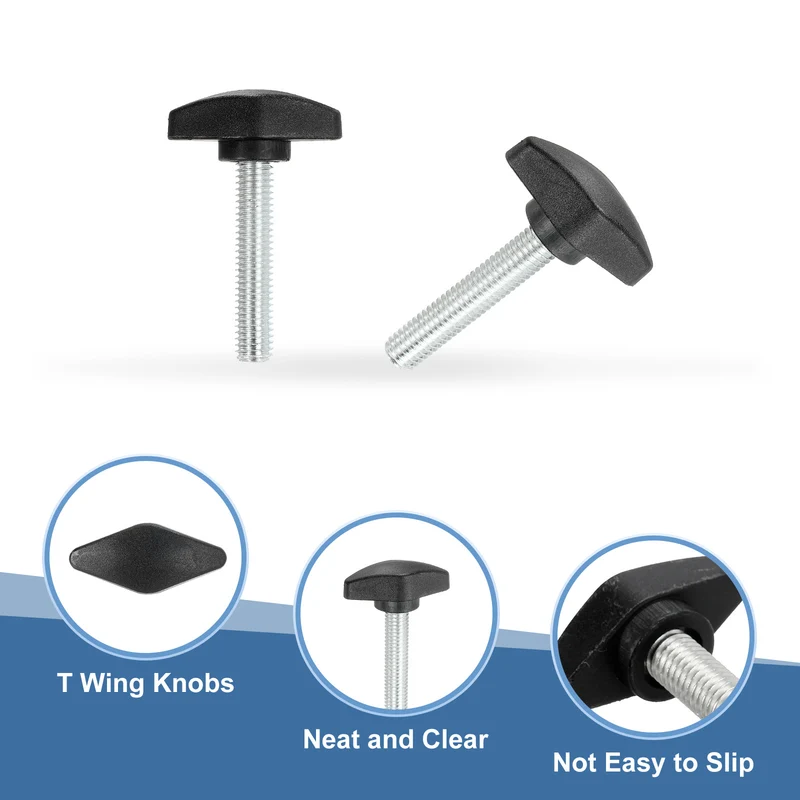 12 Pcs M8 x 40mm Tee Thumb Screws, 35mm Width Carbon Steel Tee Wing Knobs Screws