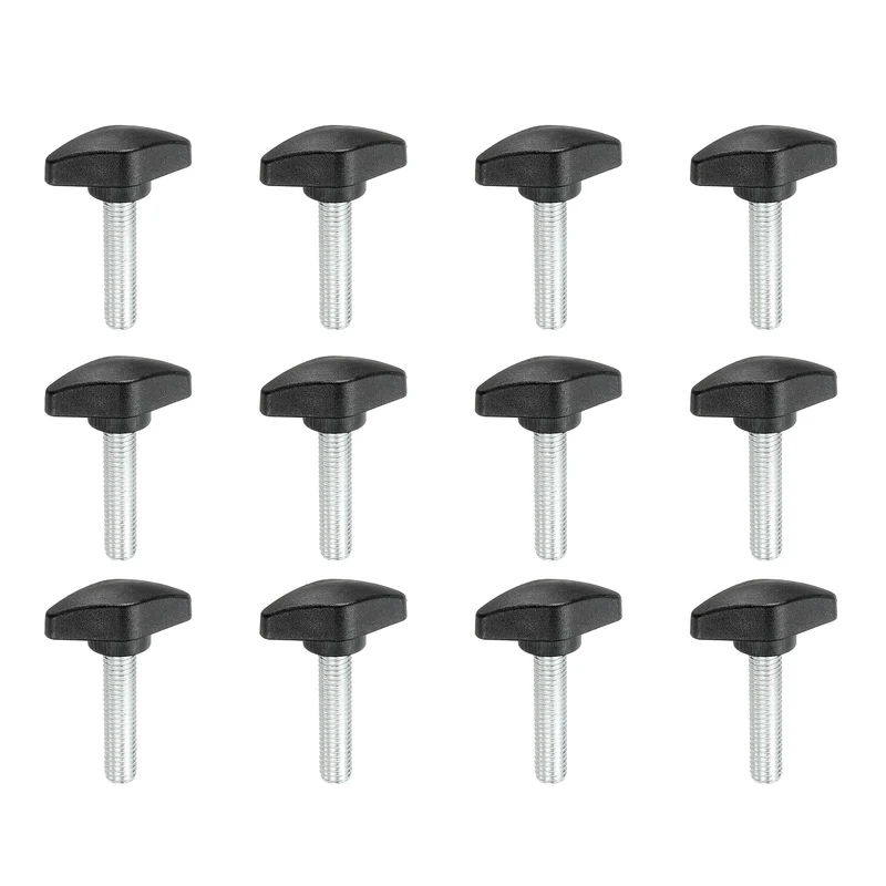 12 Pcs M8 x 35mm Tee Thumb Screws, 35mm Width Carbon Steel Tee Wing Knobs Screws
