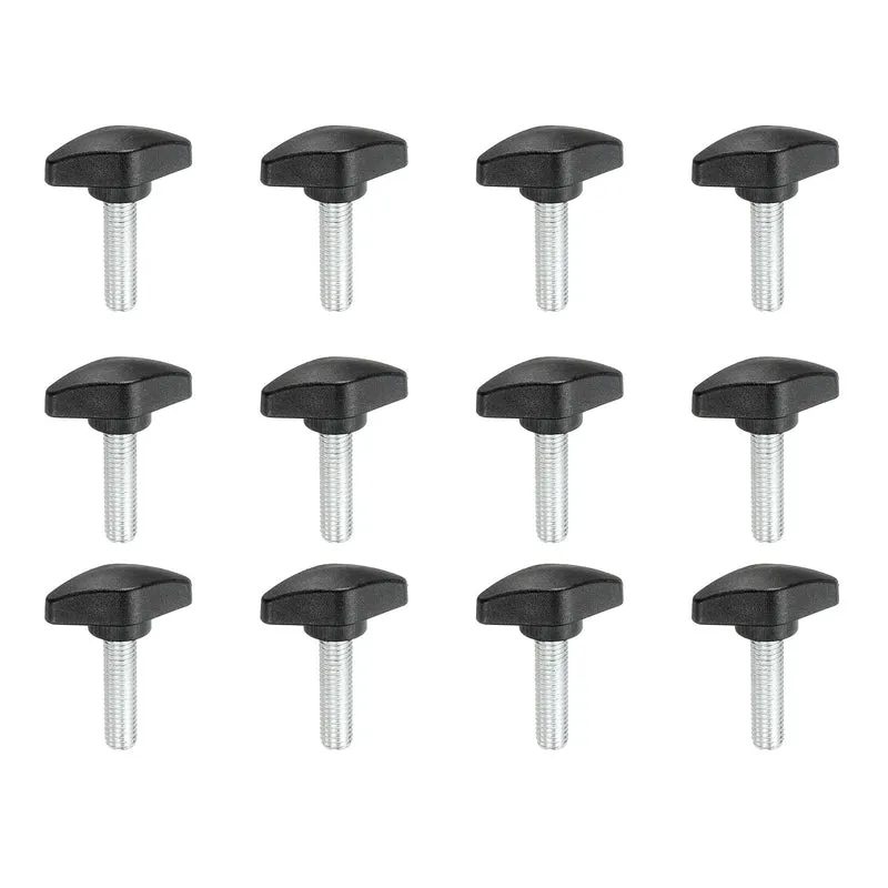 12 Pcs M8 x 30mm Tee Thumb Screws, 35mm Width Carbon Steel Tee Wing Knobs Screws