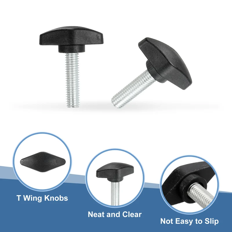 12 Pcs M8 x 30mm Tee Thumb Screws, 35mm Width Carbon Steel Tee Wing Knobs Screws
