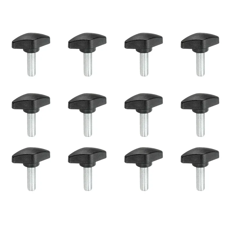 12 Pcs M8 x 25mm Tee Thumb Screws, 35mm Width Carbon Steel Tee Wing Knobs Screws