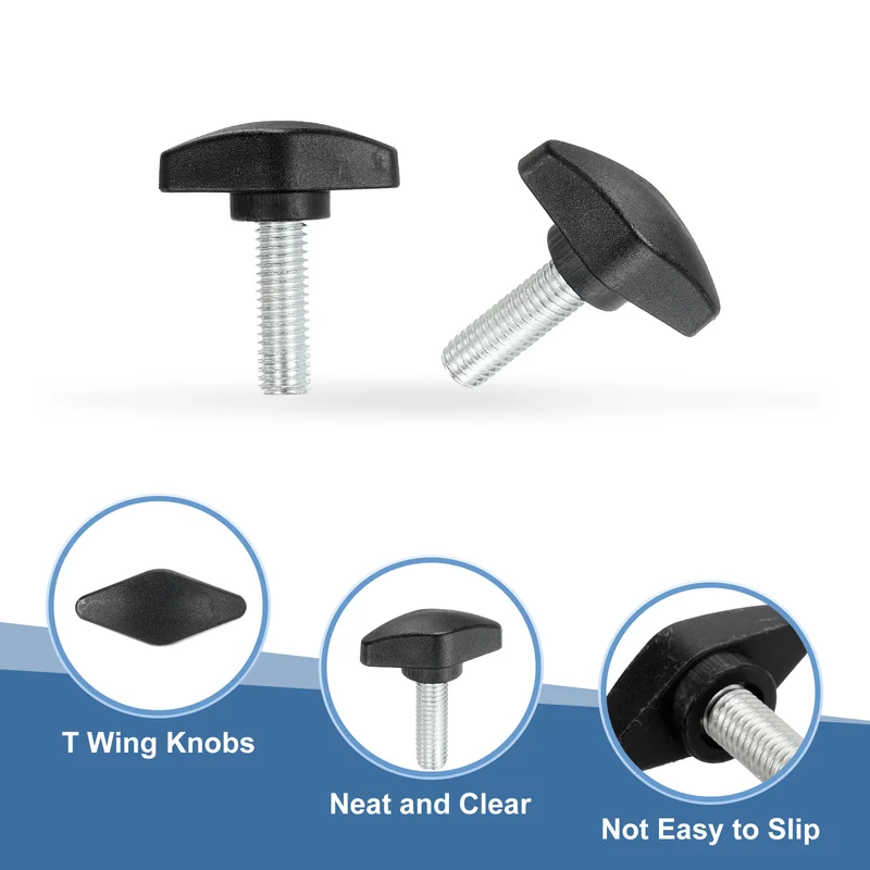 12 Pcs M8 x 25mm Tee Thumb Screws, 35mm Width Carbon Steel Tee Wing Knobs Screws