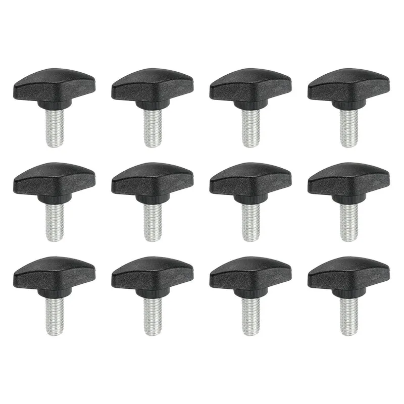 12 Pcs M8 x 20mm Tee Thumb Screws, 35mm Width Carbon Steel Tee Wing Knobs Screws