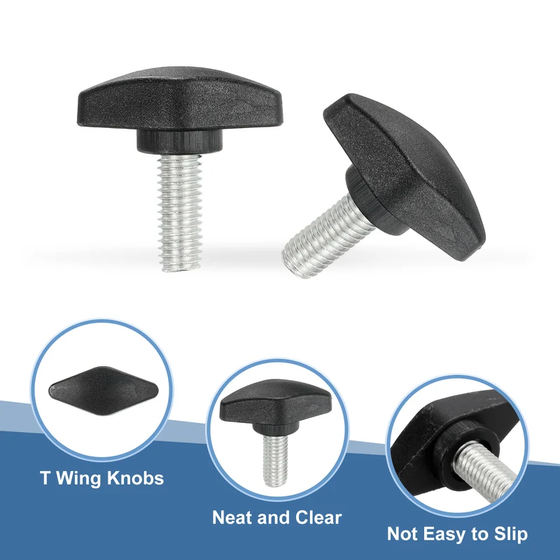 12 Pcs M8 x 20mm Tee Thumb Screws, 35mm Width Carbon Steel Tee Wing Knobs Screws