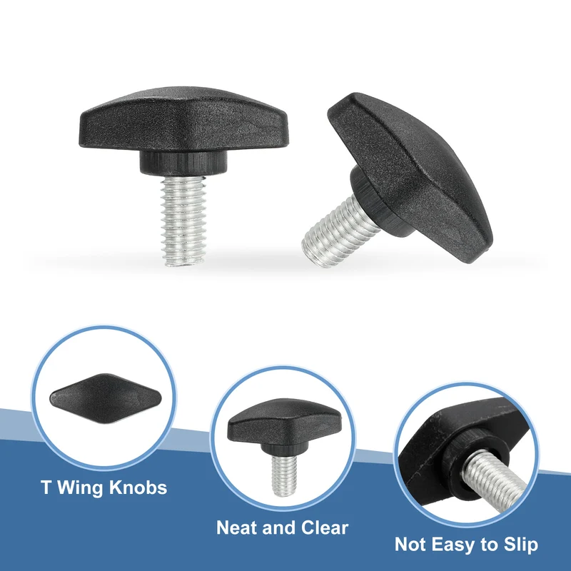 12 Pcs M8 x 16mm Tee Thumb Screws, 35mm Width Carbon Steel Tee Wing Knobs Screws