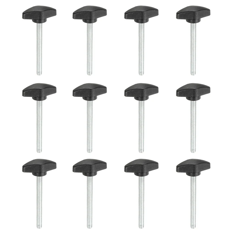 12 Pcs M6 x 60mm Tee Thumb Screws, 35mm Width Carbon Steel Tee Wing Knobs Screws
