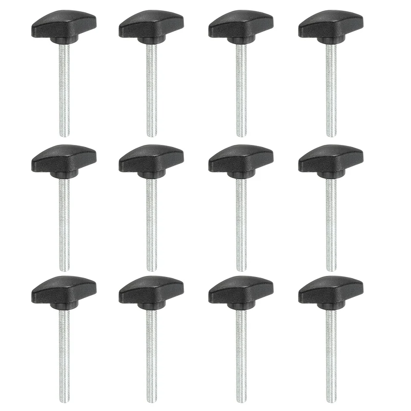 12 Pcs M6 x 55mm Tee Thumb Screws, 35mm Width Carbon Steel Tee Wing Knobs Screws