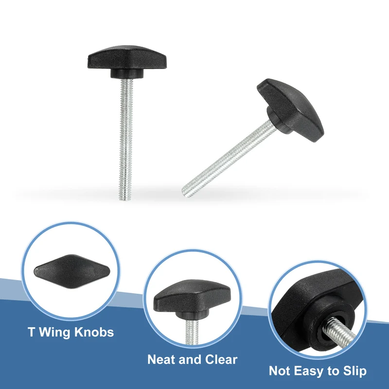 12 Pcs M6 x 55mm Tee Thumb Screws, 35mm Width Carbon Steel Tee Wing Knobs Screws