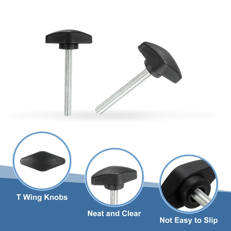12 Pcs M6 x 50mm Tee Thumb Screws, 35mm Width Carbon Steel Tee Wing Knobs Screws