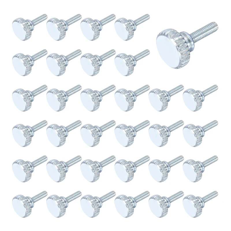 40 Pcs M3x8mm Zinc Plated Flat Knurled Fully Threaded Thumb Screws