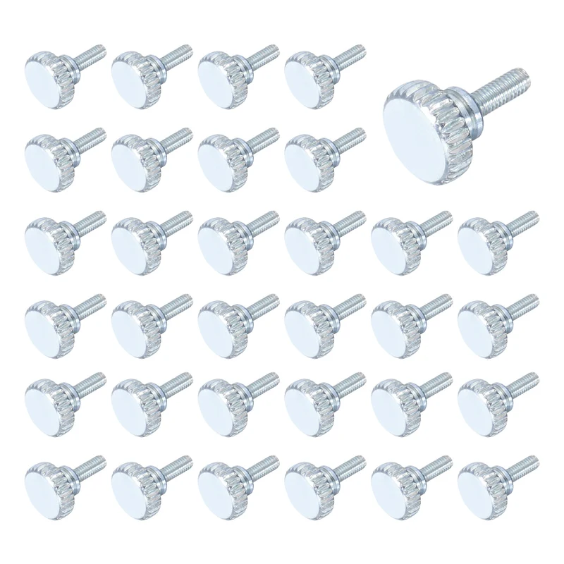 40 Pcs M3x6mm Zinc Plated Flat Knurled Fully Threaded Thumb Screws