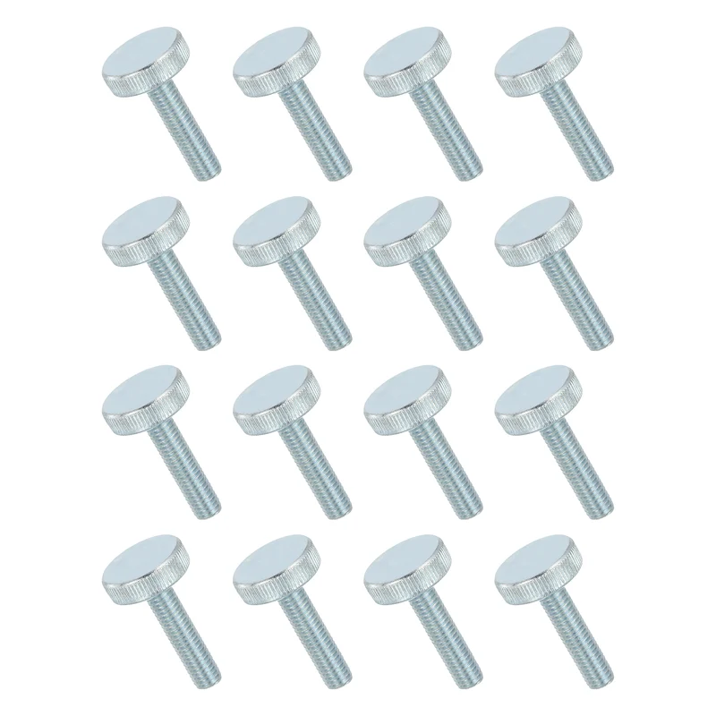 16 PCS M8x35mm Flat Knurled Head Thumb Screws for Household Appliances