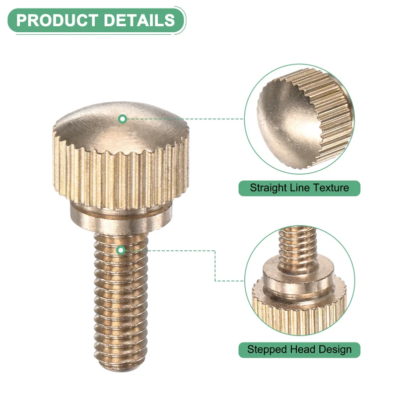 4-Pack Knurled Thumb Screws, M4x12mm Solid Brass Knobs Bolts