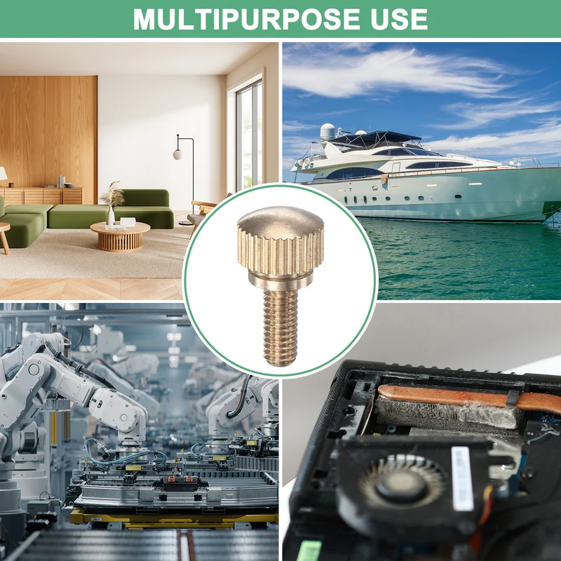 4-Pack Knurled Thumb Screws, M4x10mm Solid Brass Knobs Bolts