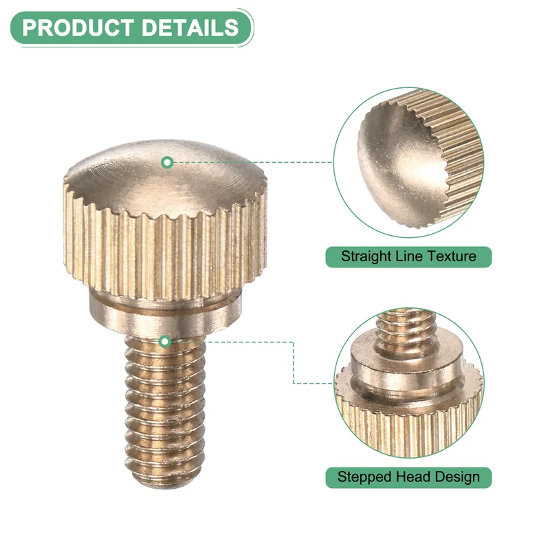 4-Pack Knurled Thumb Screws, M4x8mm Solid Brass Knobs Bolts