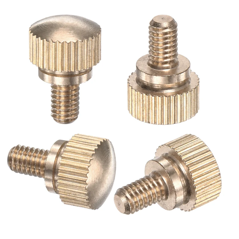 4-Pack Knurled Thumb Screws, M4x6mm Solid Brass Knobs Bolts
