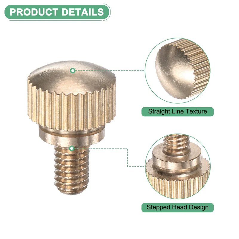 4-Pack Knurled Thumb Screws, M4x6mm Solid Brass Knobs Bolts