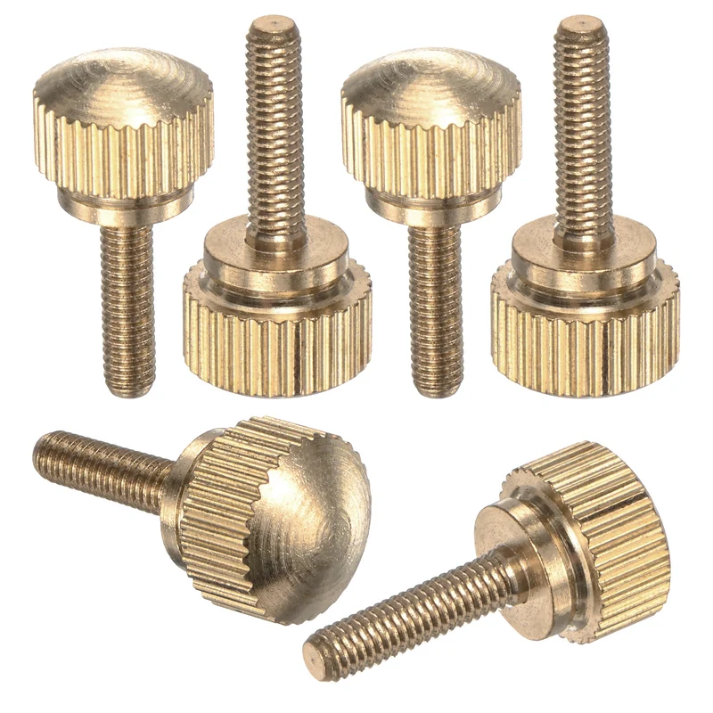 6-Pack Knurled Thumb Screws, M3x12mm Solid Brass Knobs Bolts