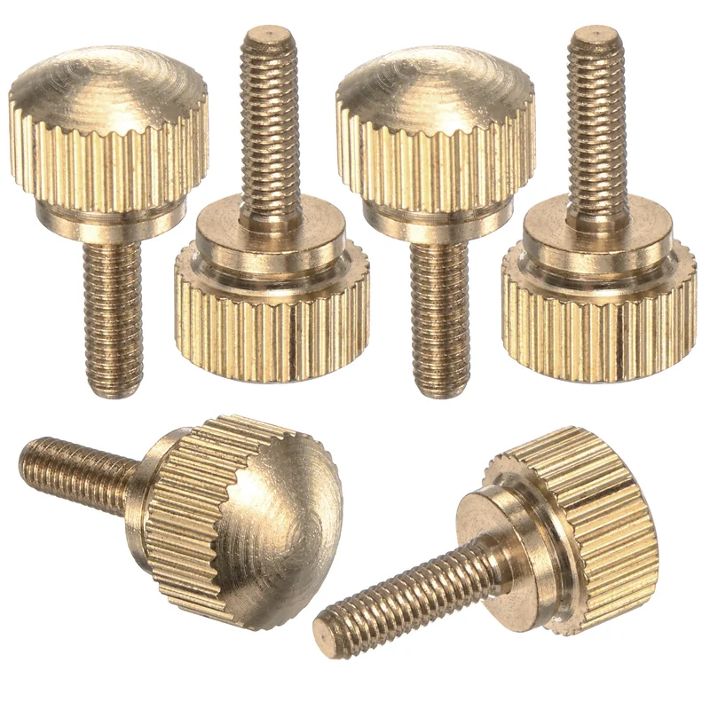 6-Pack Knurled Thumb Screws, M3x10mm Solid Brass Knobs Bolts