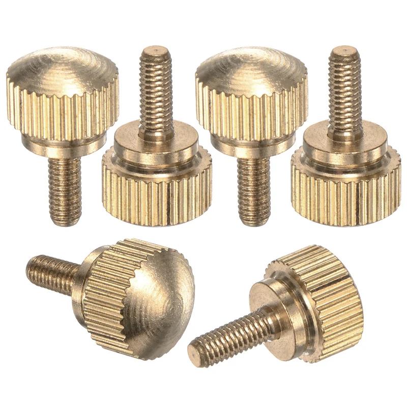 6-Pack Knurled Thumb Screws, M3x8mm Solid Brass Knobs Bolts