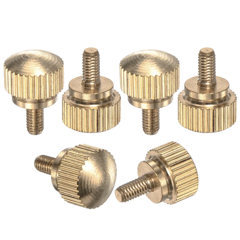6-Pack Knurled Thumb Screws, M3x6mm Solid Brass Knobs Bolts