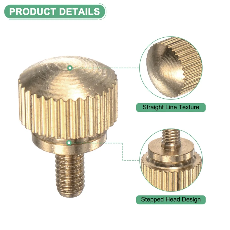 6-Pack Knurled Thumb Screws, M3x6mm Solid Brass Knobs Bolts