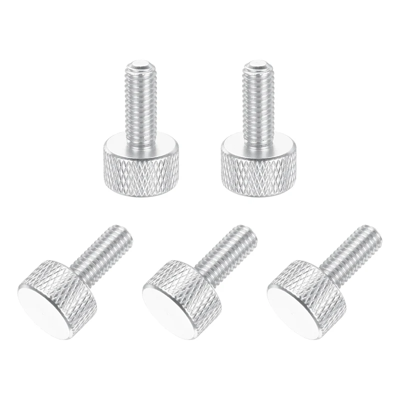 5 Pcs M5x16mm Flat Head Knurled Thumb Screws for Graphics Card, Silver